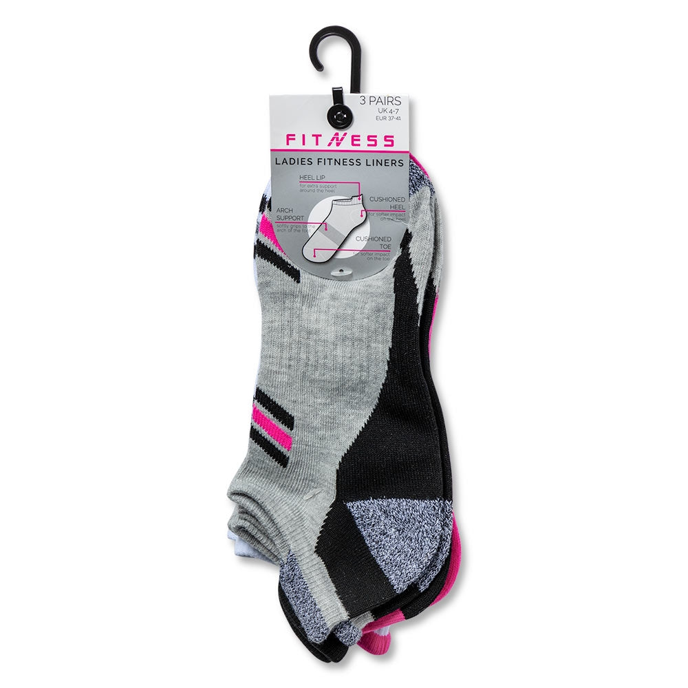 Multi 3 Pack Ladies Fitness Socks 329714-MULTI