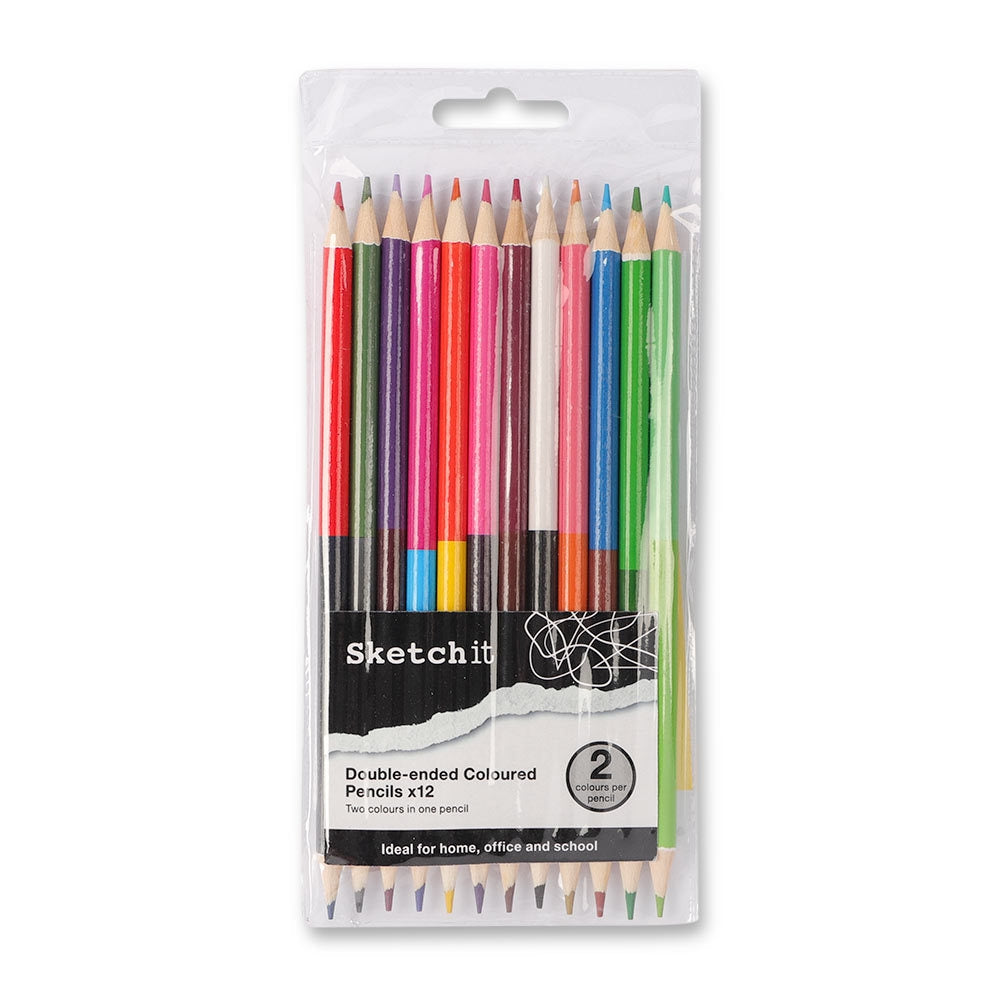 Double End Colouring Pencils 12 Pack 327684-DOUBLE-END-COLOURING-PENCILS-12-PACK