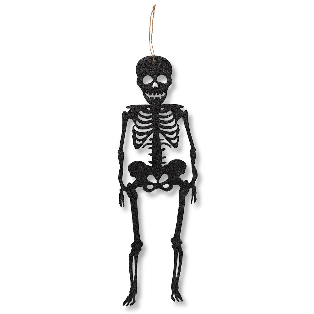 Black Glitter Hanging Skeleton 337092-black