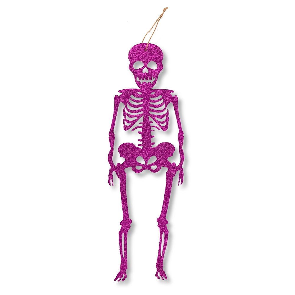 Purple Glitter Hanging Skeleton 337092-purple