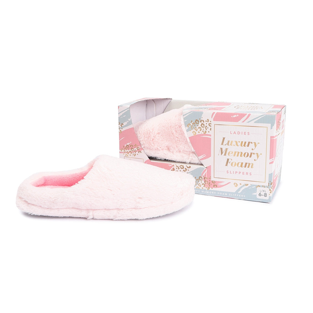 Ladies Pink Luxury Memory Foam Slippers 332323-PINK