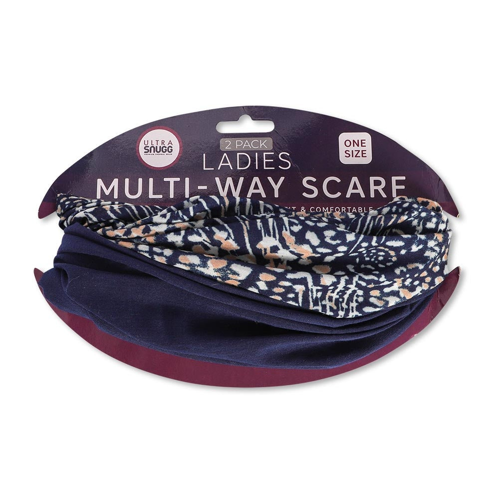 Ladies Navy Multi-Way Scarf 2 Pack 333096-NAVY
