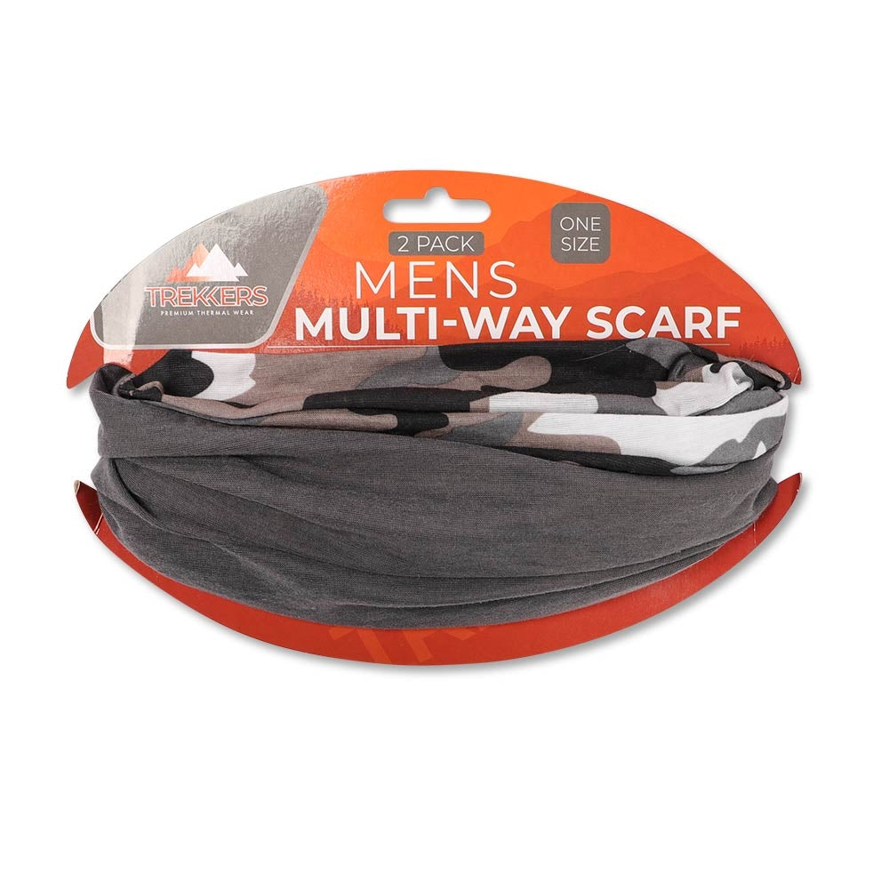 2 Pack Mens Multi-Way Scarf - Camo 333097-CAMO