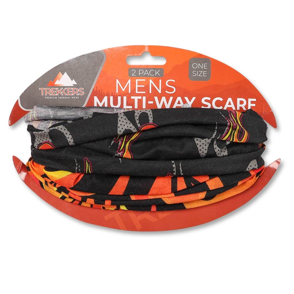 2 Pack Mens Multi-Way Scarf - Fire 333097-FIRE