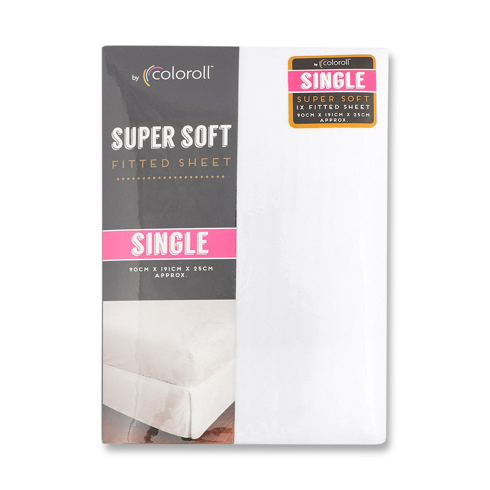 Coloroll Microfibre White Single Fitted Sheet 330485