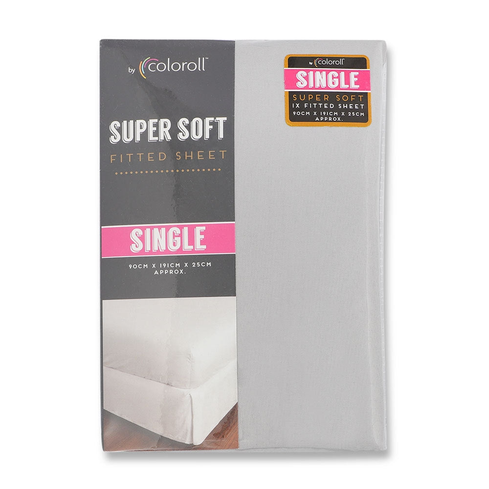 Coloroll Microfibre Silver Single Fitted Sheet 330491