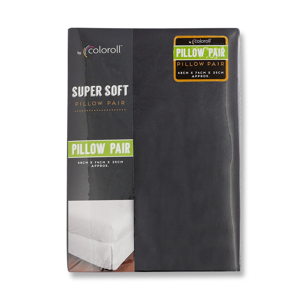 Coloroll Microfibre Black Pillow Pair 330493