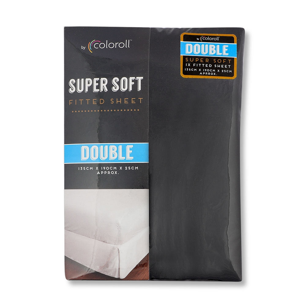 Coloroll Microfibre Black Double Fitted Sheet 330495