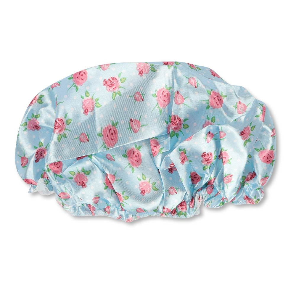 Rose Print Satin Shower Cap 315082-ROSE