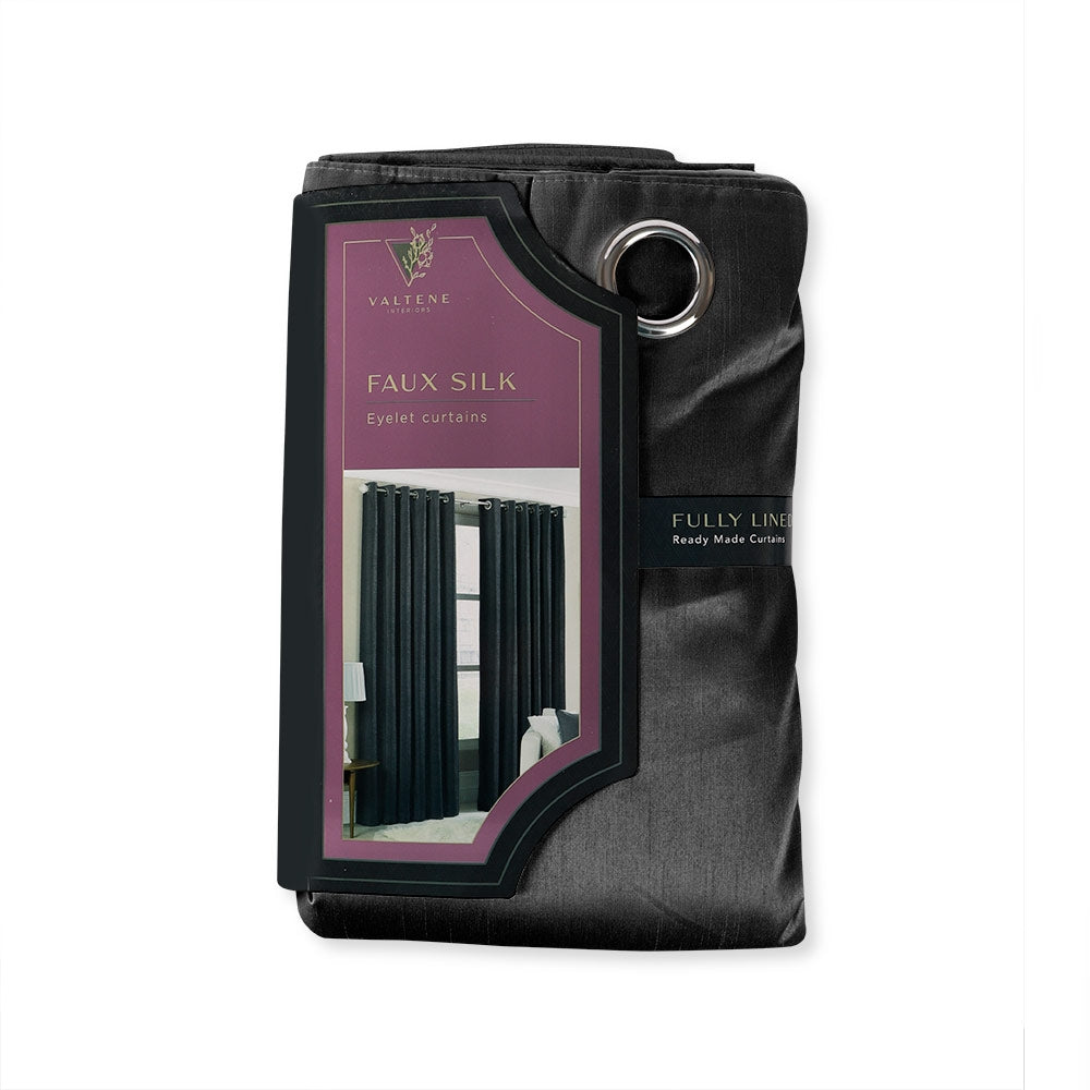 Faux Silk Eyelet Curtains 90 X 90 Inches 333243