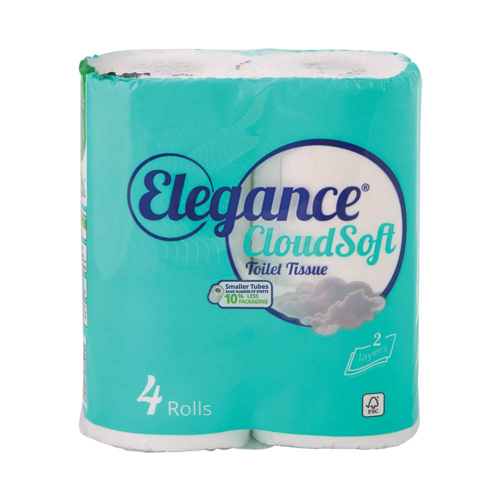 Elegance Cloudsoft Toilet Tissue 2 Ply 4 Pack