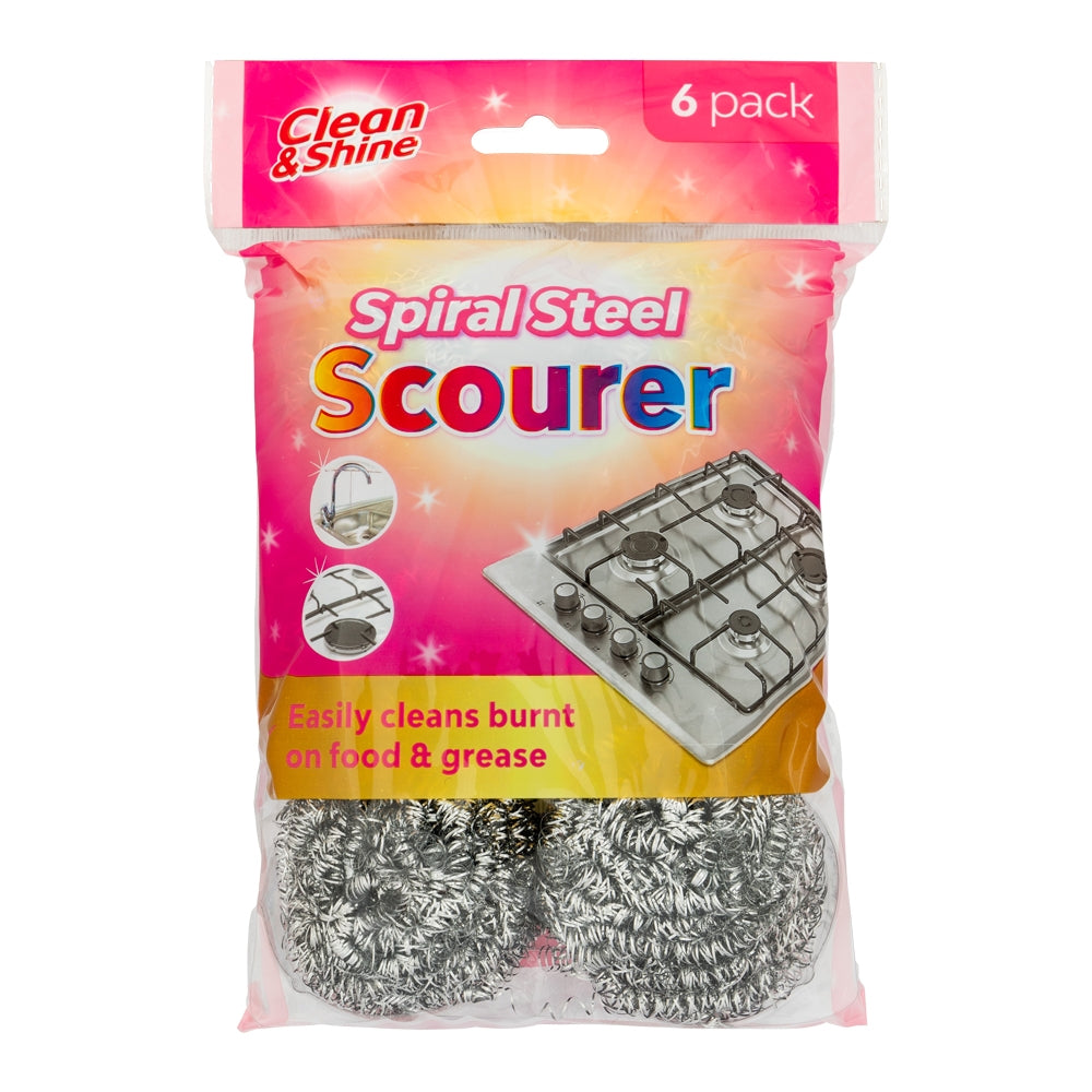 Clean And Shine Spiral Steel Scourer 6 Pack 248550