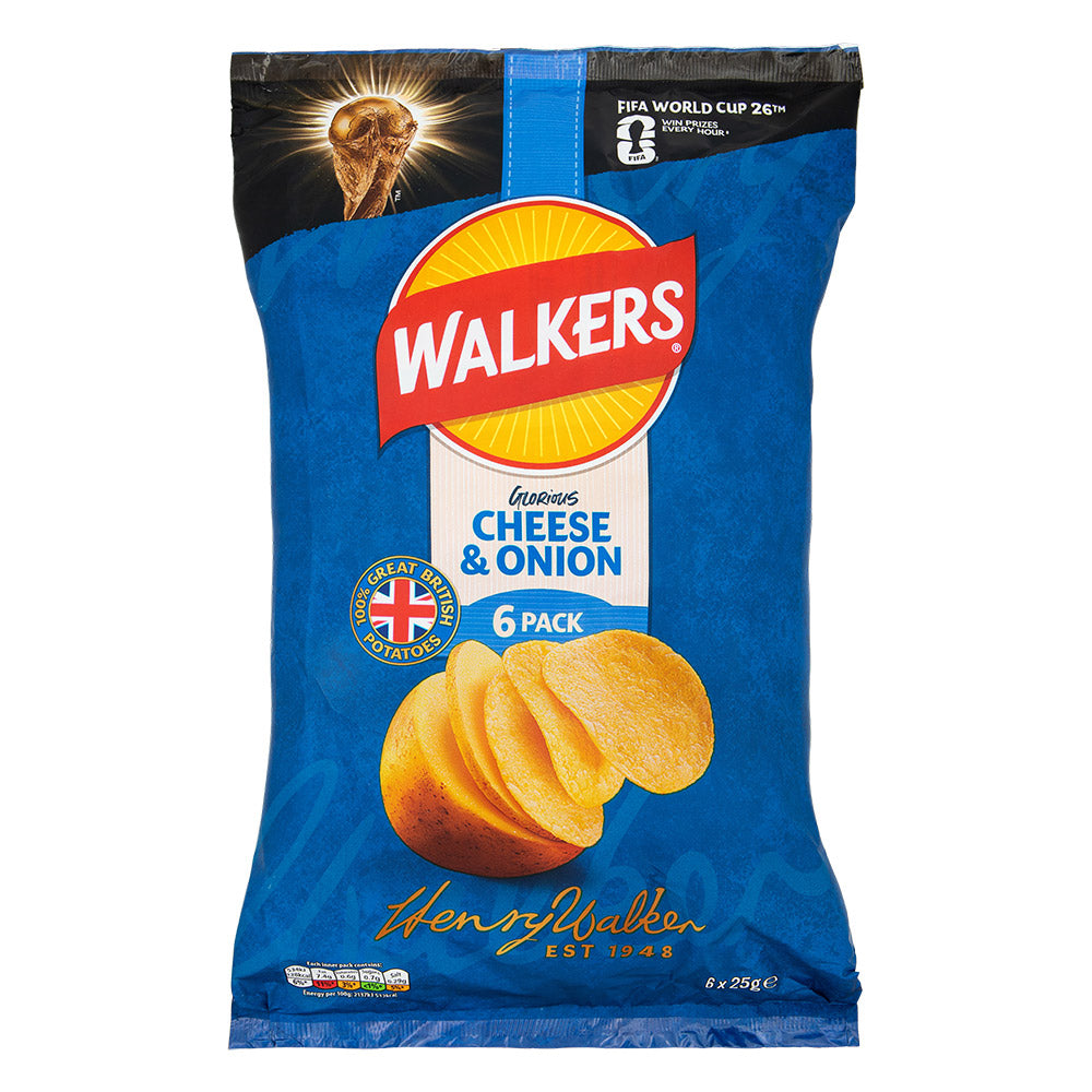 Walkers Crisps Cheese & Onion 25g x 6 Pack