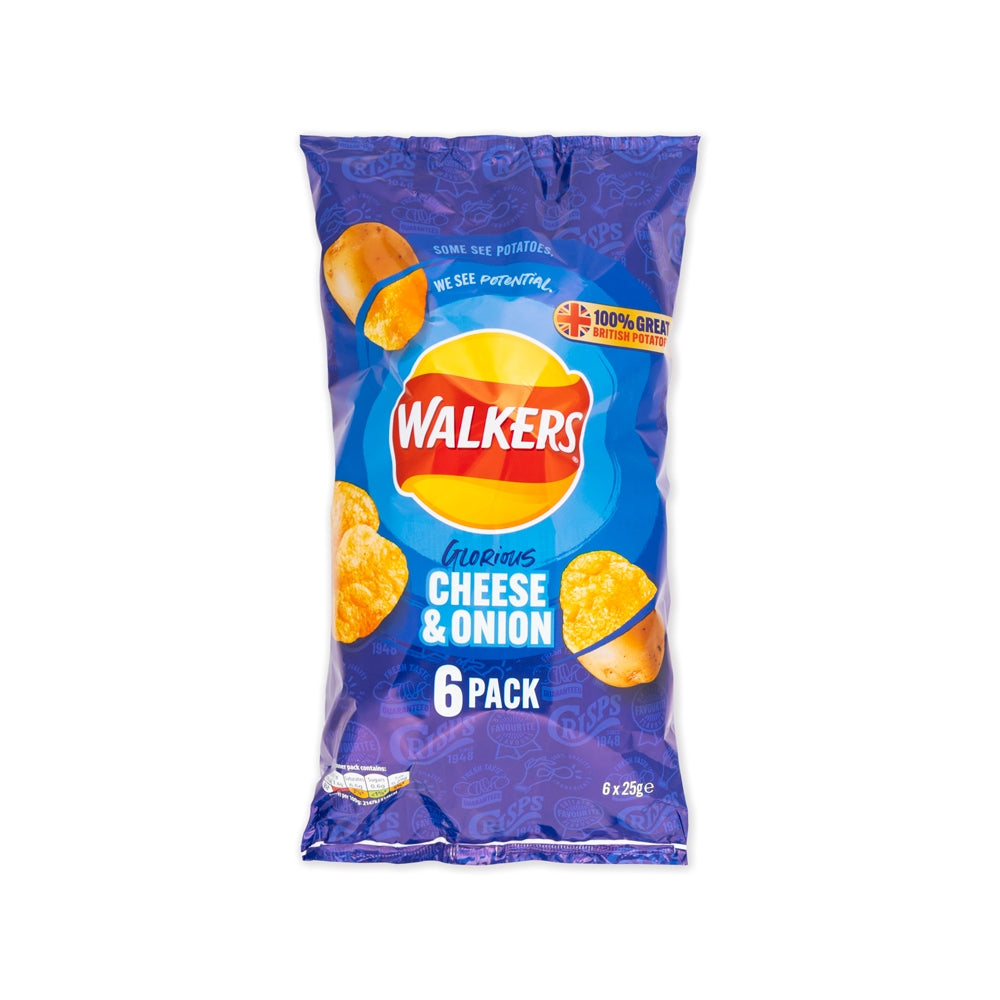 Walkers Cheese & Onion Crisps 6 X 25G Pack | Poundstretcher 277979