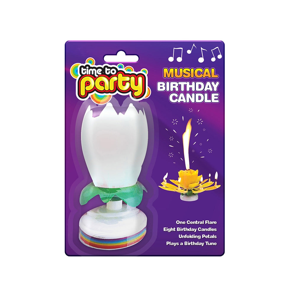 White Lotus Musical Birthday Candle 285610-WHITE