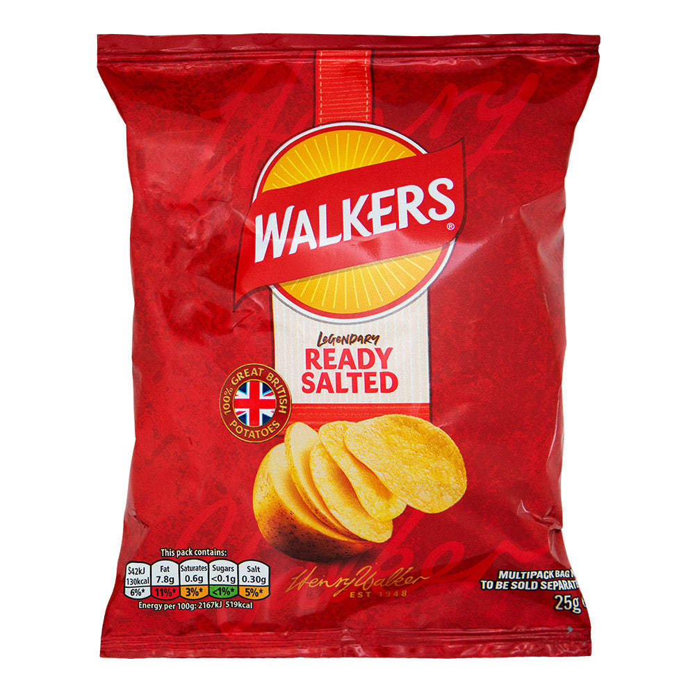 Walkers Crisps Ready Salted 25g x 6 Pack