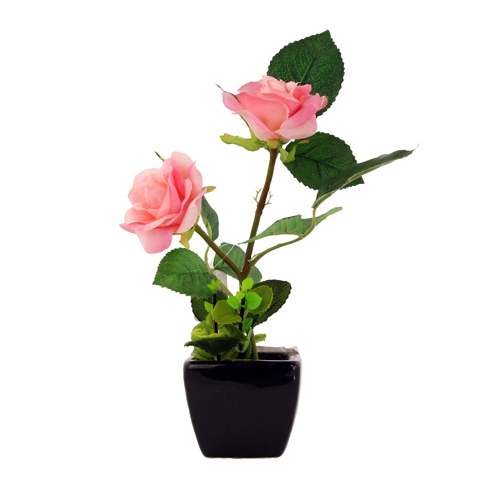 Artificial Rose In Ceramic Pot - Pink 316475-PINK