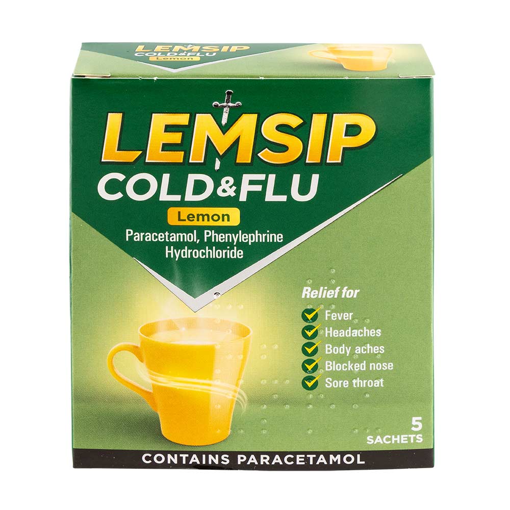 Lemsip Cold And Flu Lemon 4.8g x 5 Pack