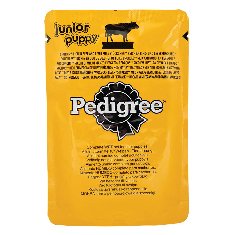 Pedigree Puppy Mixed Selection With Rice In Jelly Wet Dog Food Pouches 100g x 12 Pack