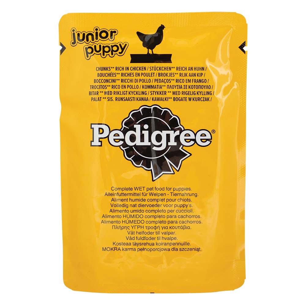 Pedigree Puppy Mixed Selection With Rice In Jelly Wet Dog Food Pouches 100g x 12 Pack