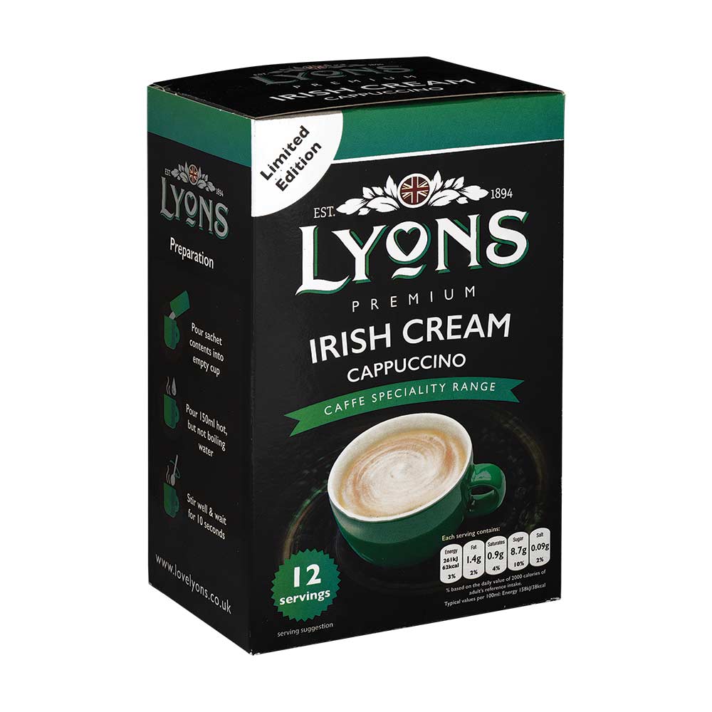 Lyons Premium Irish Cream Cappuccino Sachets 15g x 12 Pack