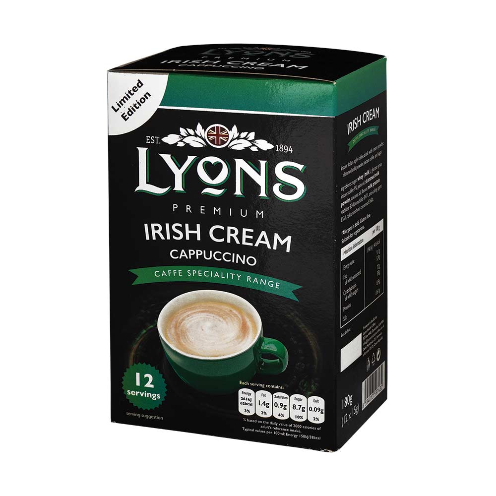 Lyons Premium Irish Cream Cappuccino Sachets 15g x 12 Pack