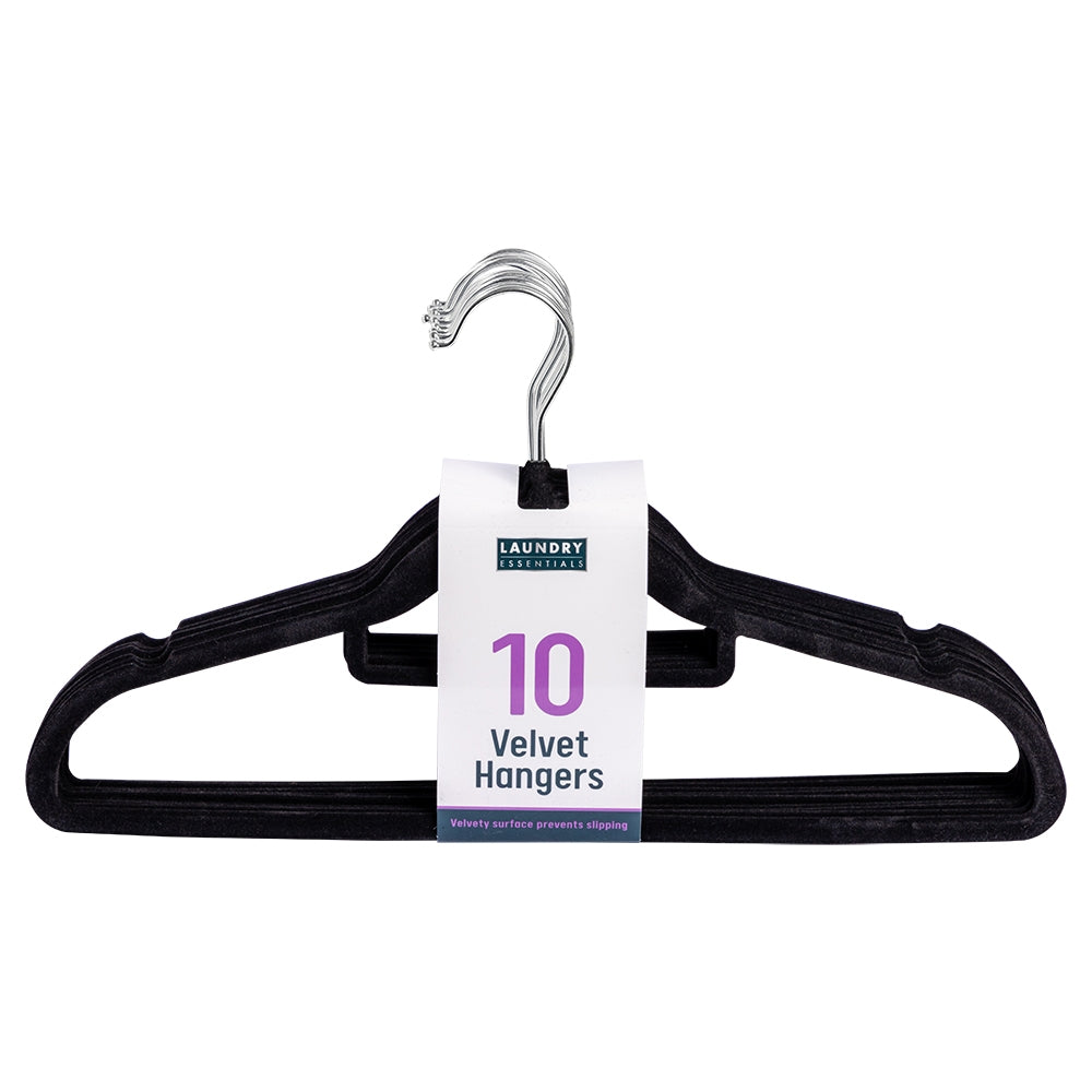 10 Velvet Coat Hangers - Black 314965-BLACK