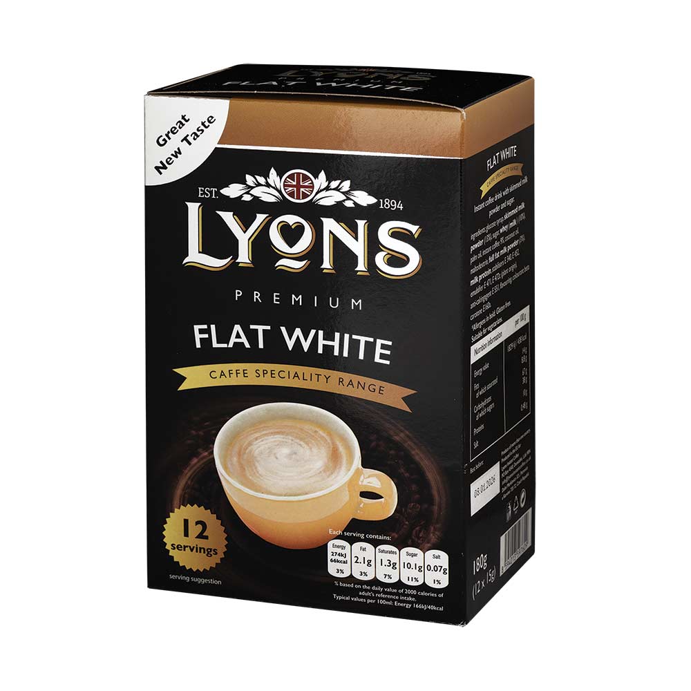 Lyons Premium Flat White Coffee 12 X 15g Pack