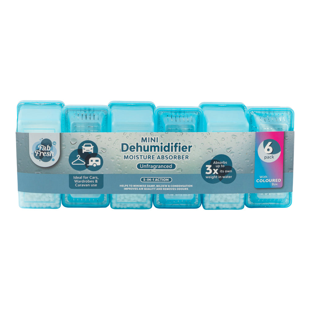 Fab Fresh Mini Dehumidifier Moisture Absorber Unscented 6 Pack