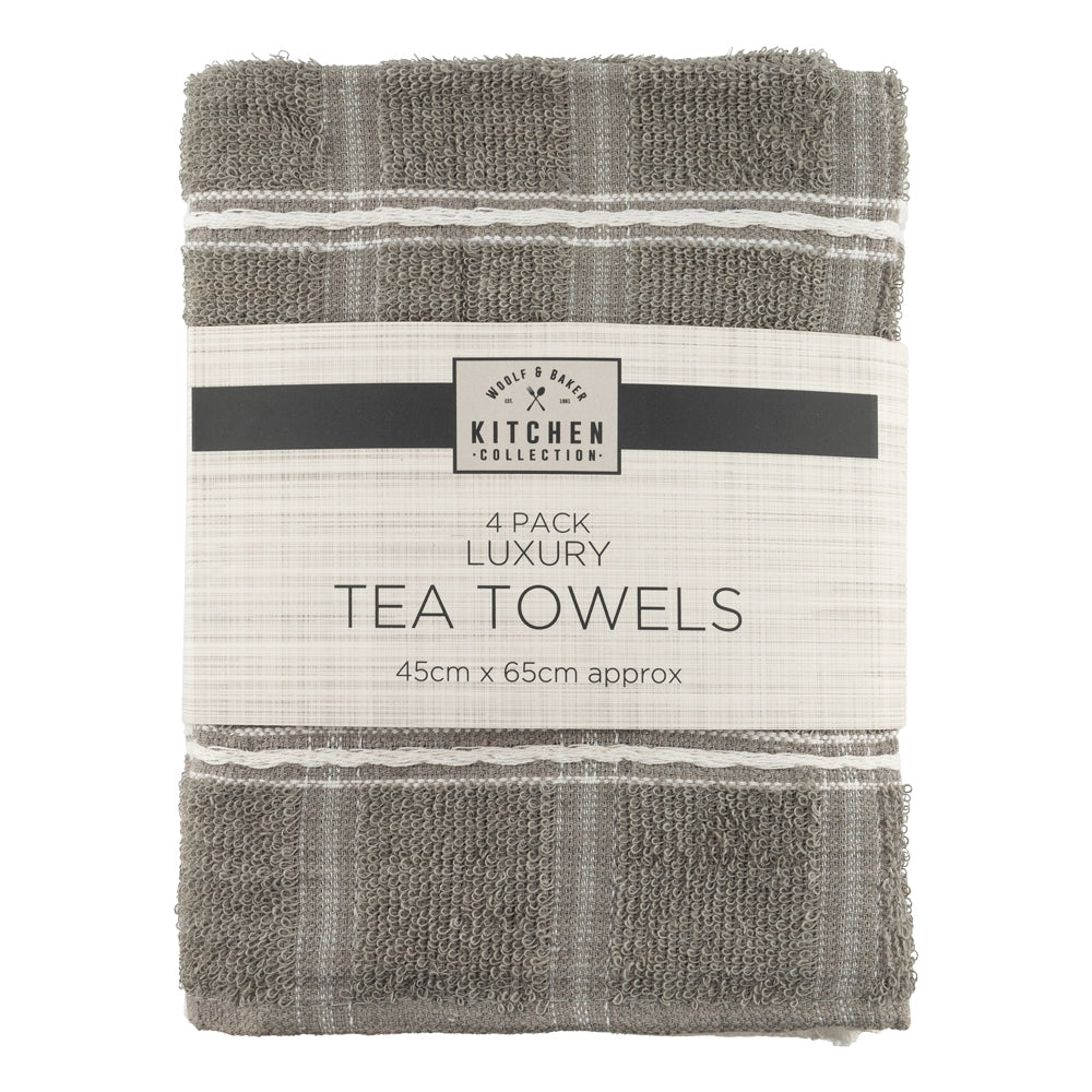 4 Pack Light Grey Luxury Tea Towels 324889-LGREY