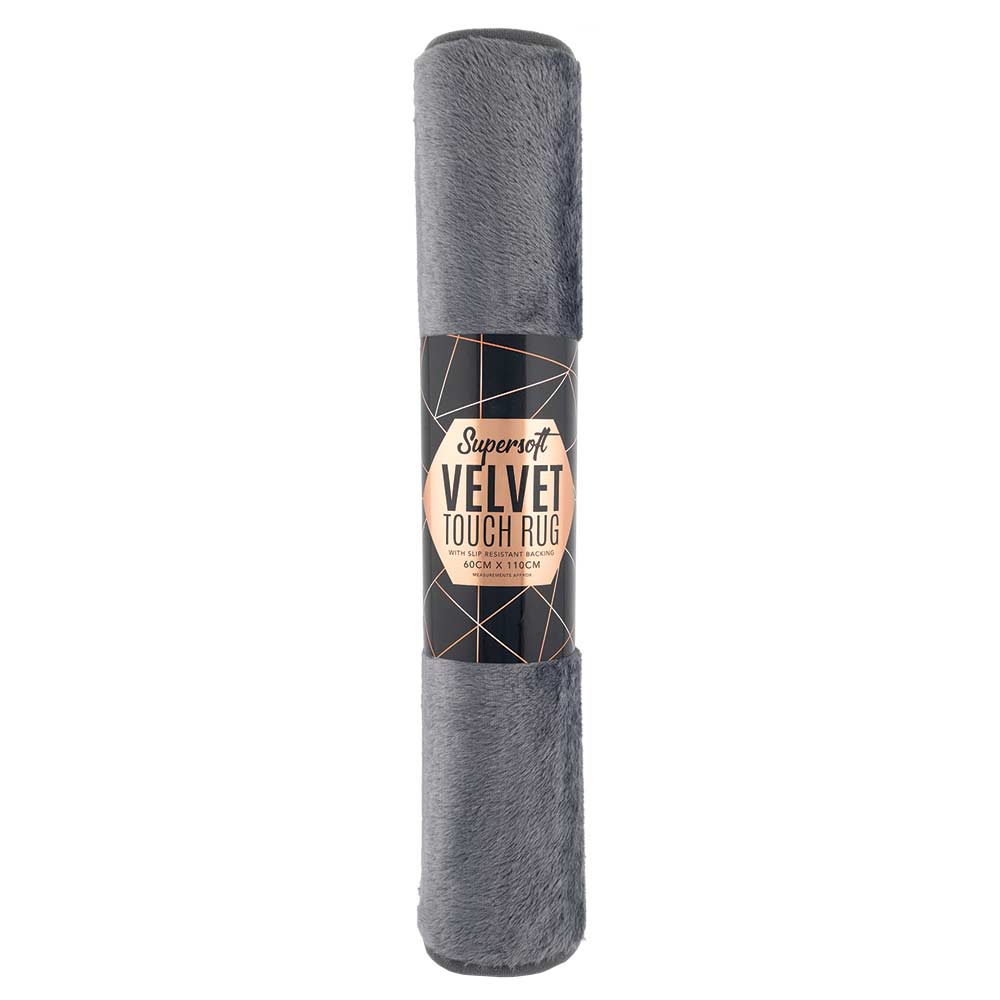 Silver Velvet Touch Rug 60 x 110cm