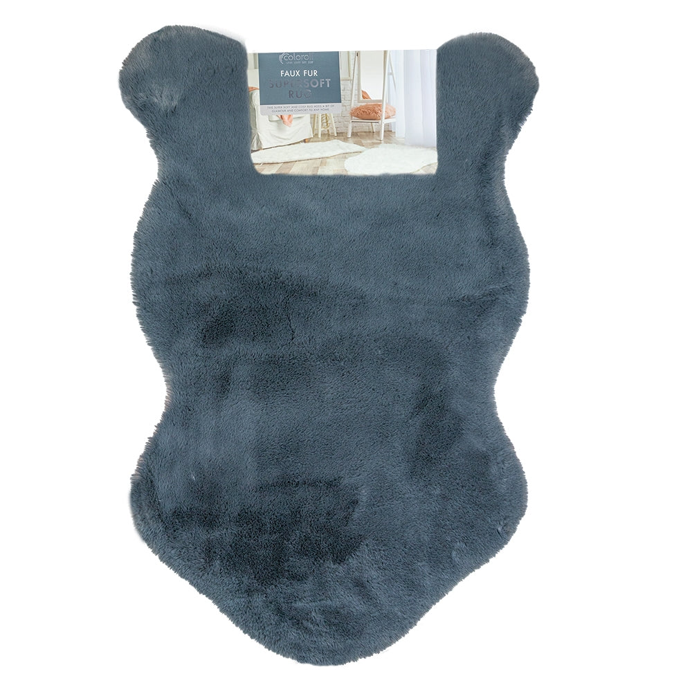 Dark Grey Faux Rabbit Fur Rug 50X90Cm 326920-DARKGREY