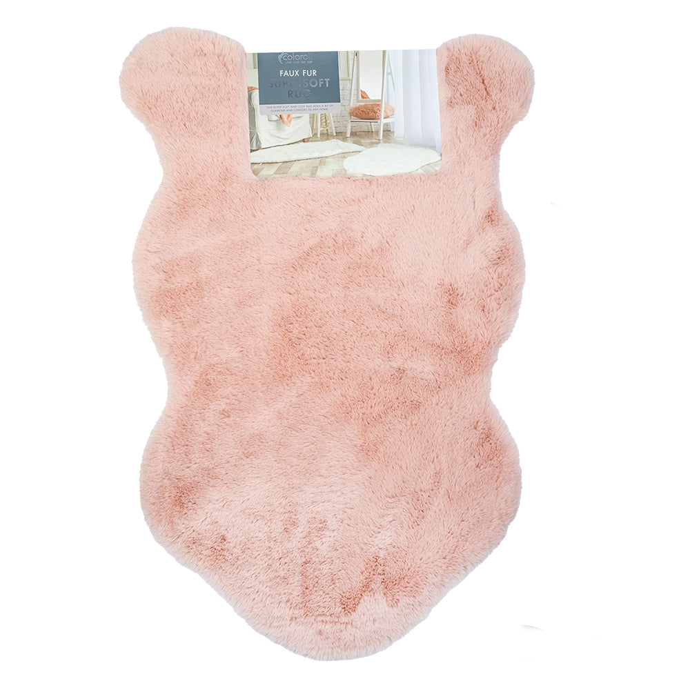 Pink Faux Rabbit Fur Rug 50X90Cm 326920-PINK