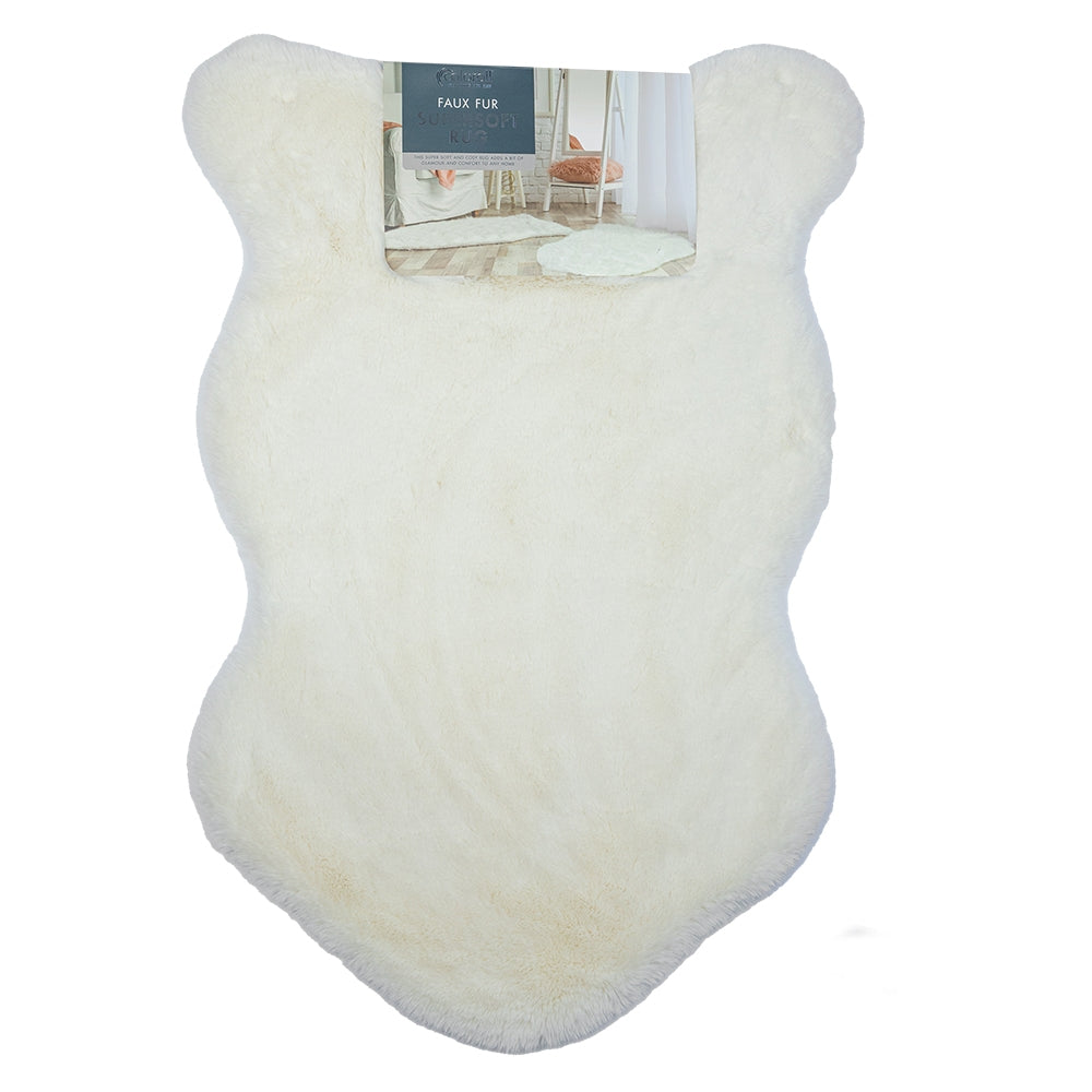 White Faux Rabbit Fur Rug 50X90Cm 326920-WHITE