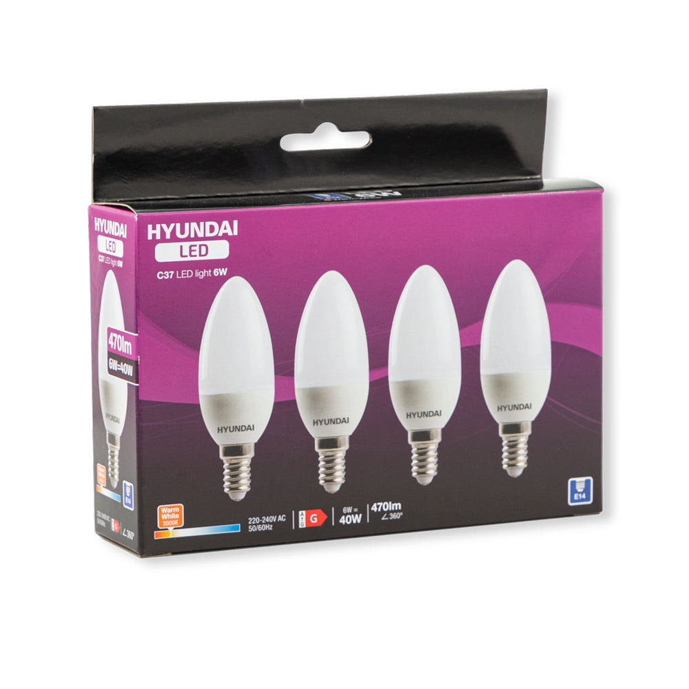 C37 Candle Led Light 6W E14 4 Pack 327701