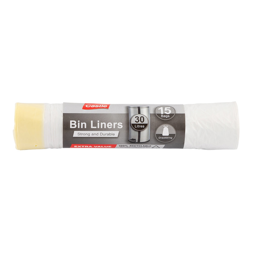 15 Pk Drawstring 30L Bin Liners 327756 - binliner