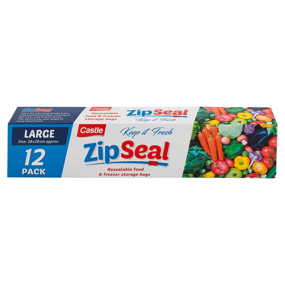 Zip Seal Food & Freezer Storage Bags Large 12 Pack