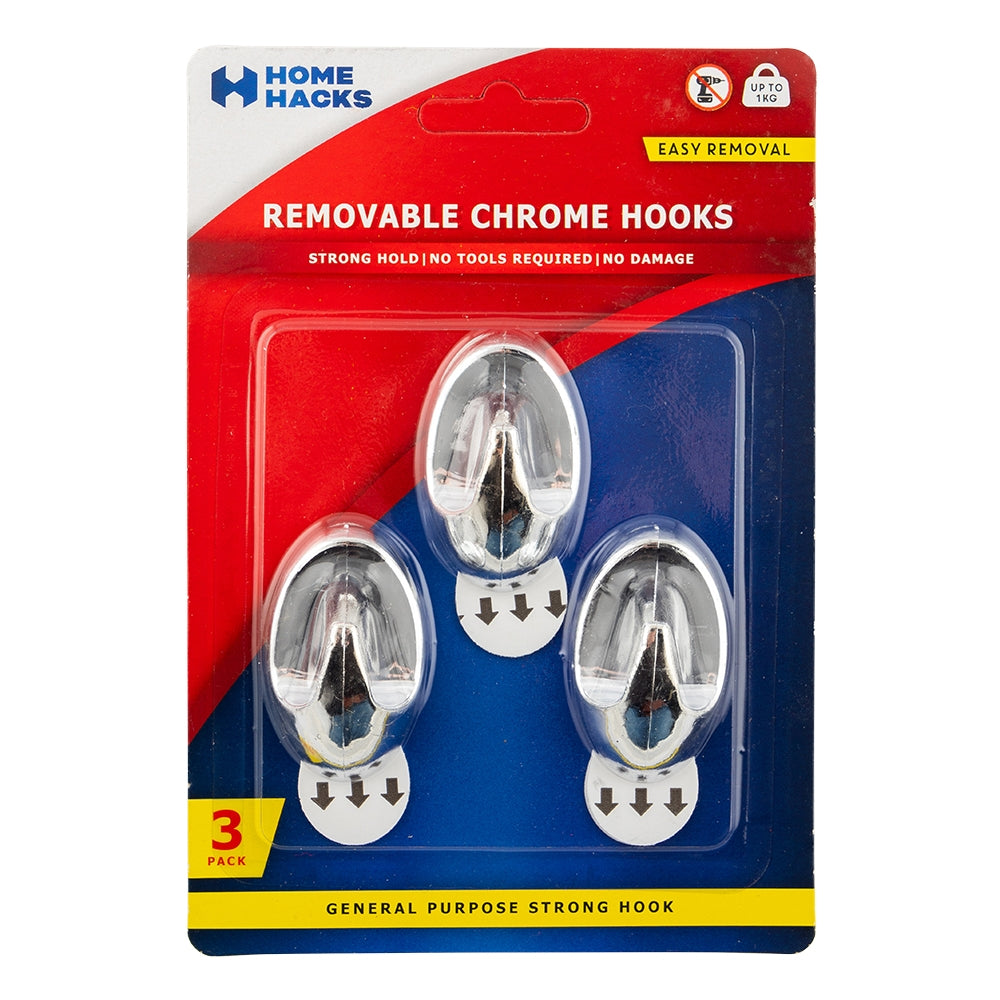 Chrome Removable Hook 3 Pack 332045