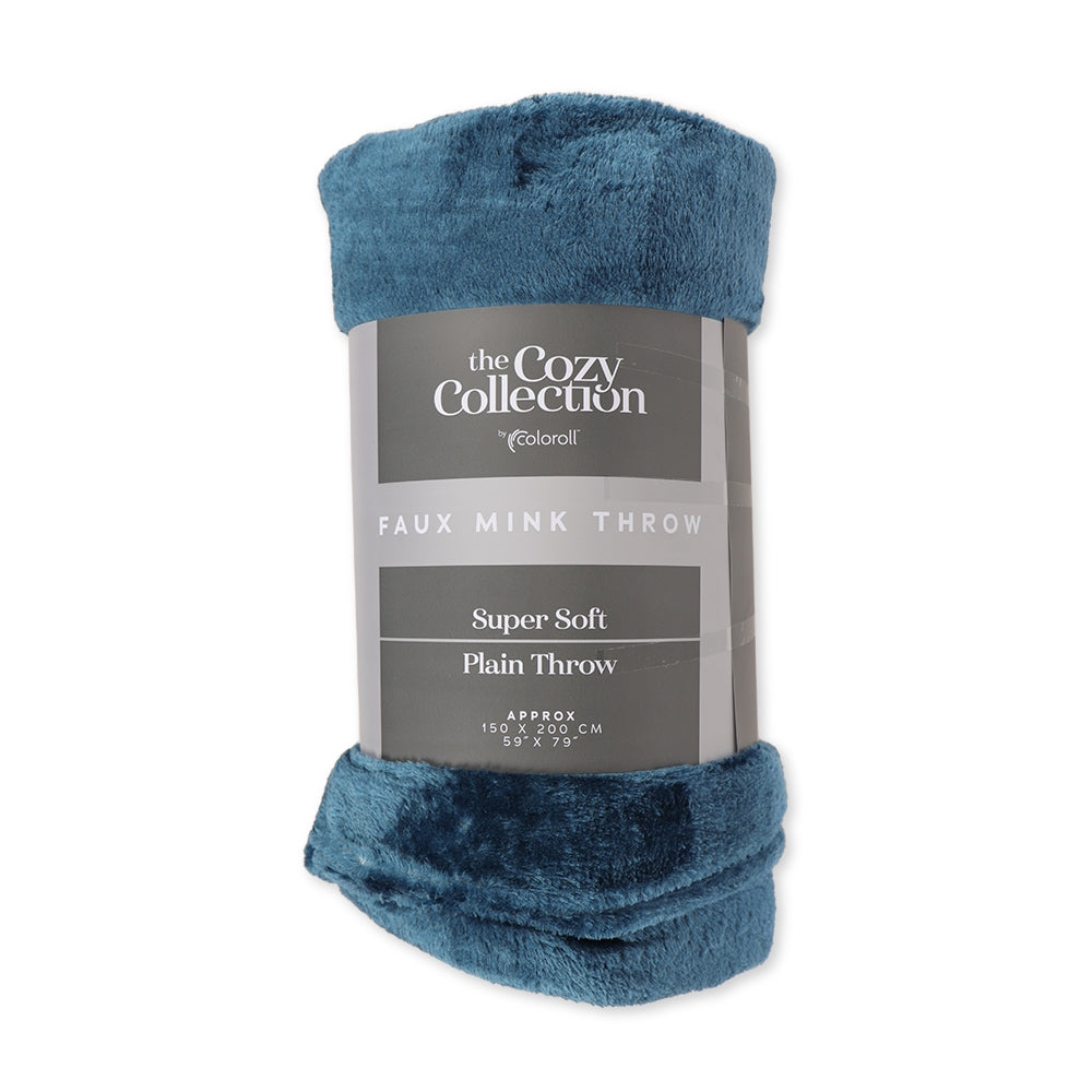 Coloroll D-Teal Faux Mink Throw 150 X 200Cm 332236