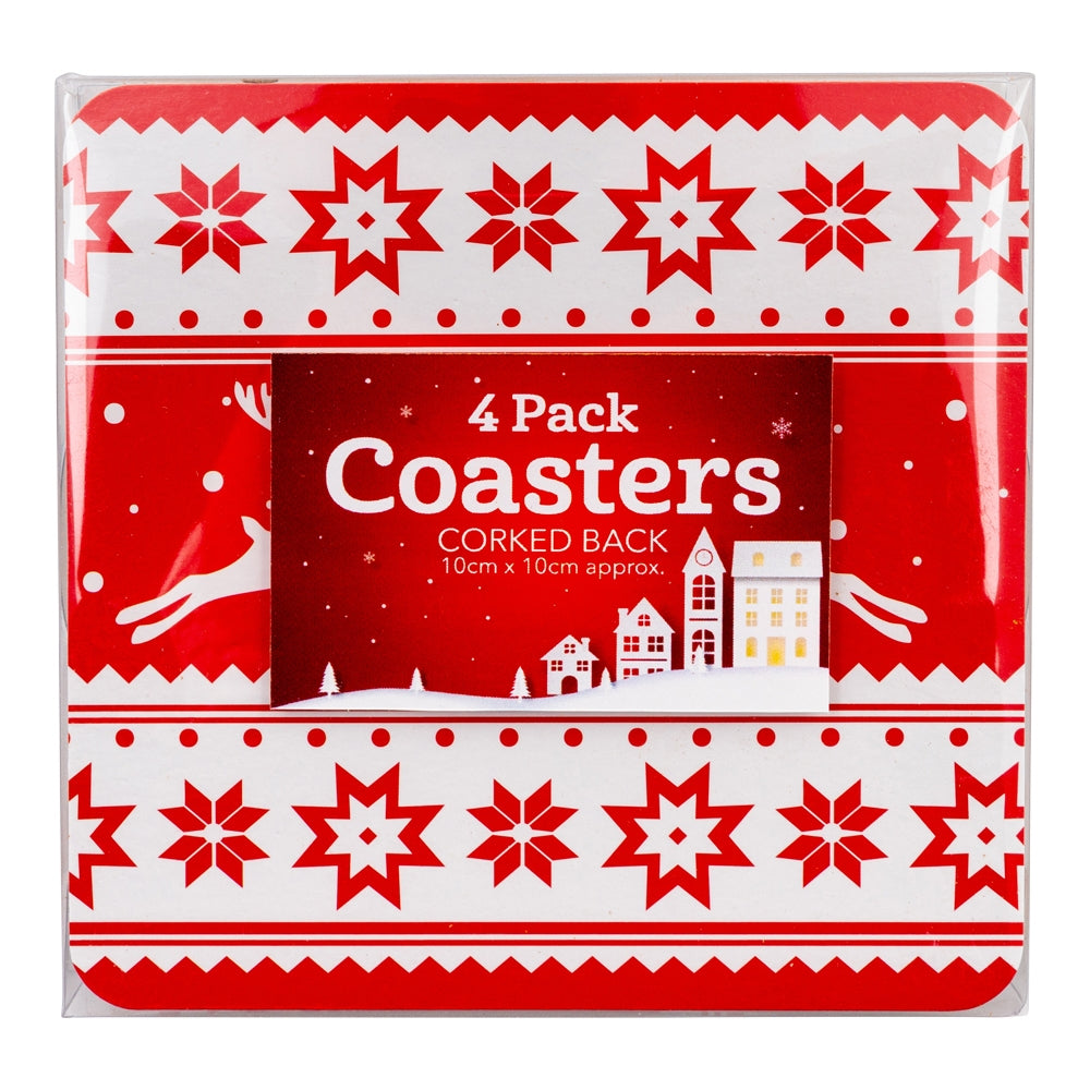 4 Pack Christmas Coasters - Corked Back 332349 - Christmas
