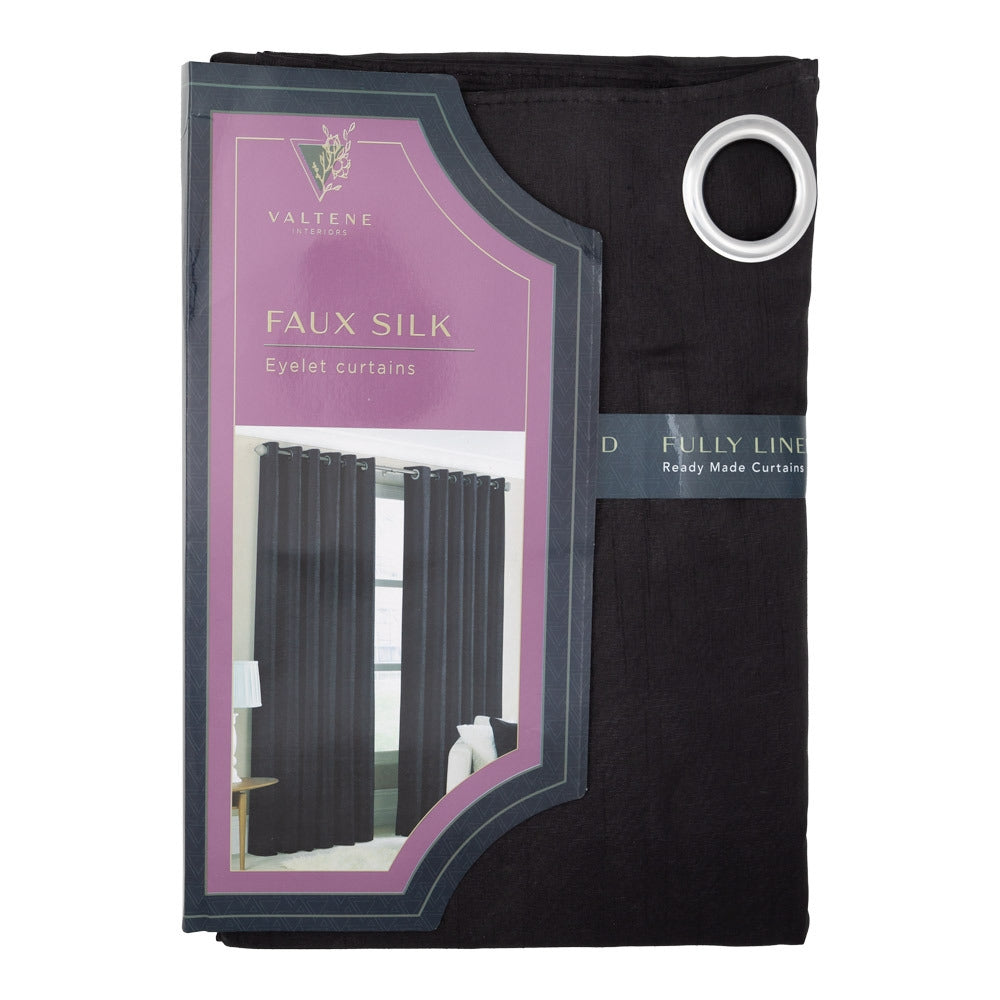Valtene Faux Silk Curtains - 66 X 90Cm - Black 333242-BLACK