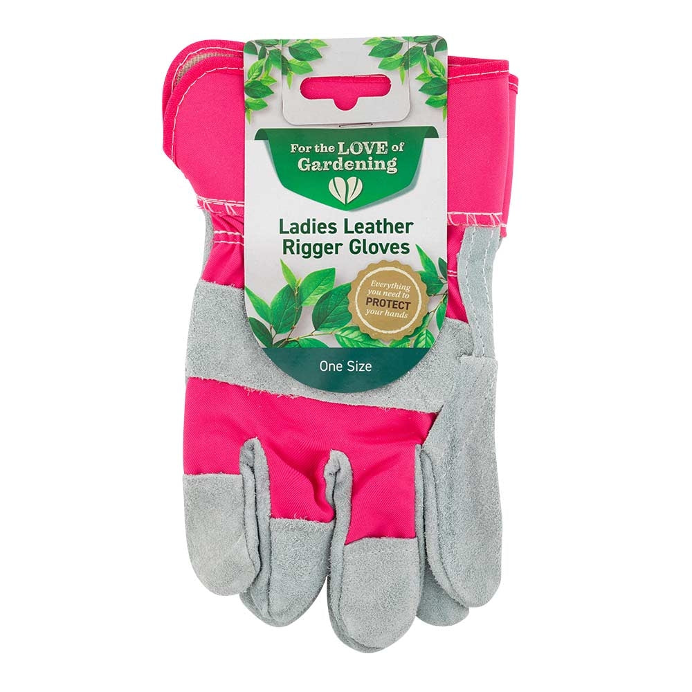 Ladies Leather Rigger Gloves - Pink 334428-PINK