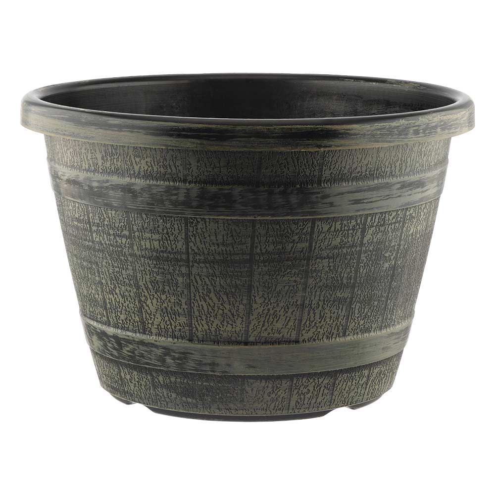 10 Inch Barrel Effect Planter Bronze