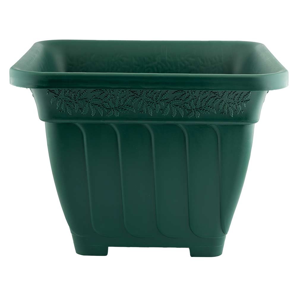 Woodland square planter in green on white background