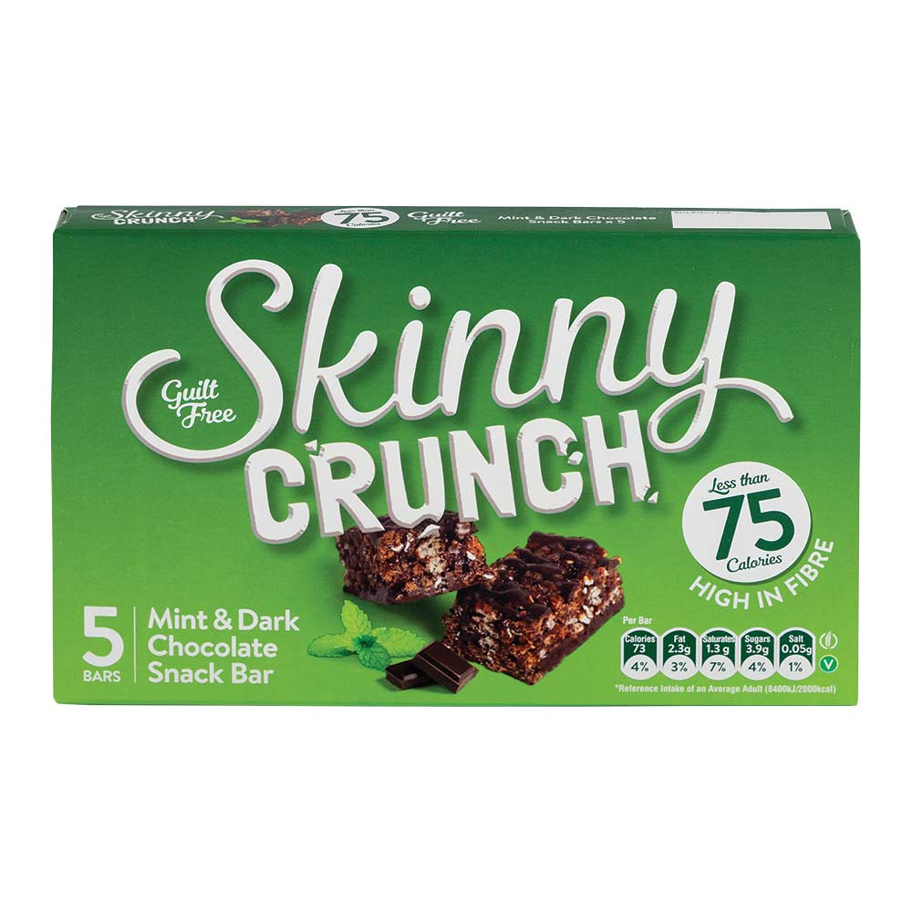 Skinny Crunch Mint & Dark Choc Snack Bars 5 X 19g