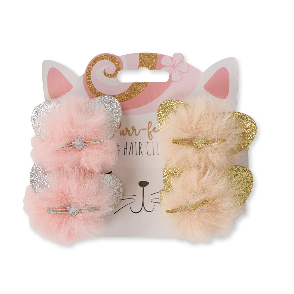 Cat Pom Pom Hair Clips 4 Pack 337653
