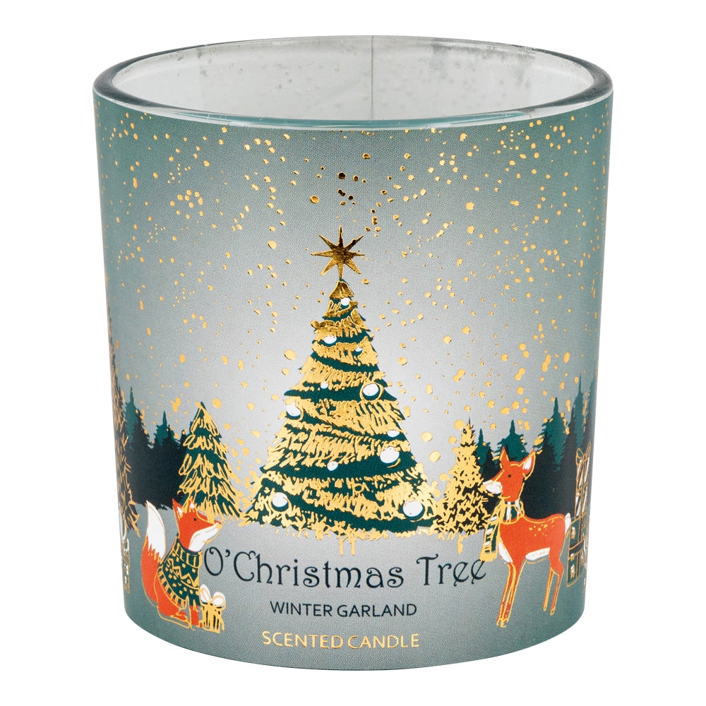 4Oz Wide Glass Jar Candle - Winter Garland 338778 - WINTER GARLAND