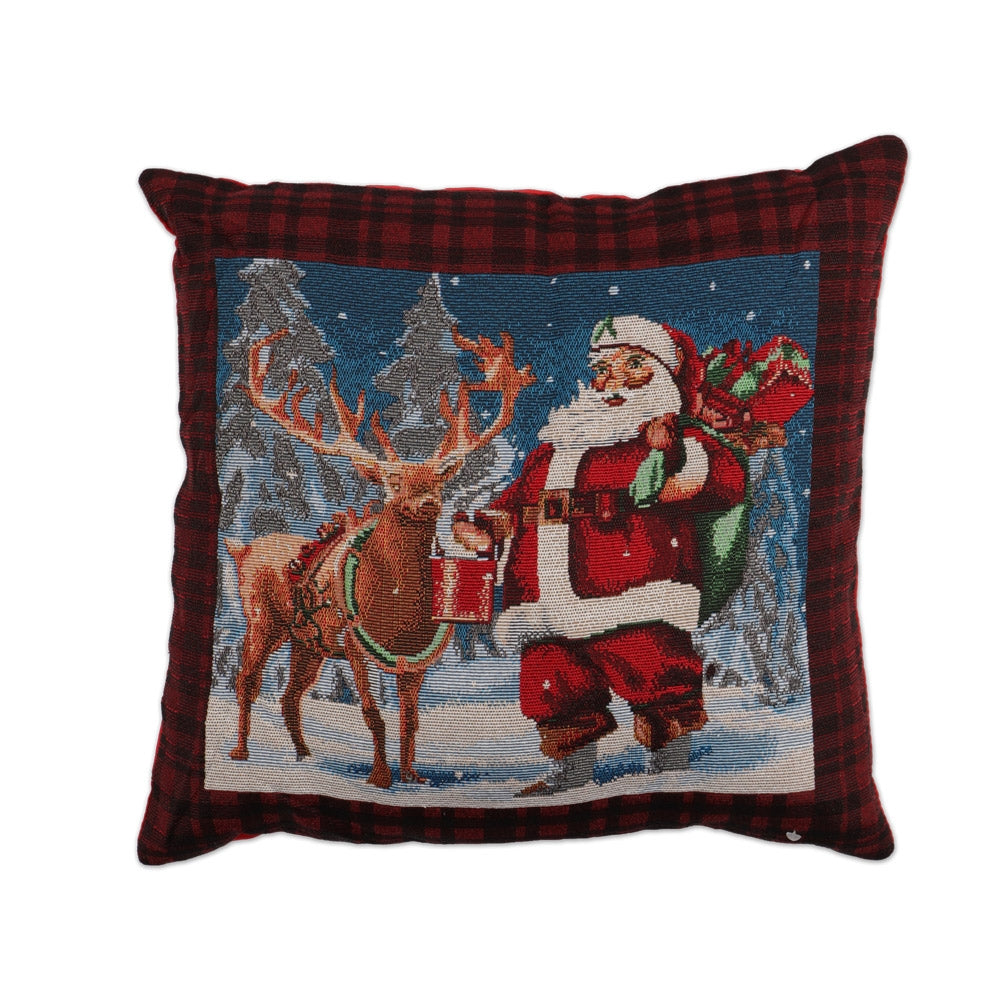 Santa Tartan Christmas Cushion 338878-SANTA