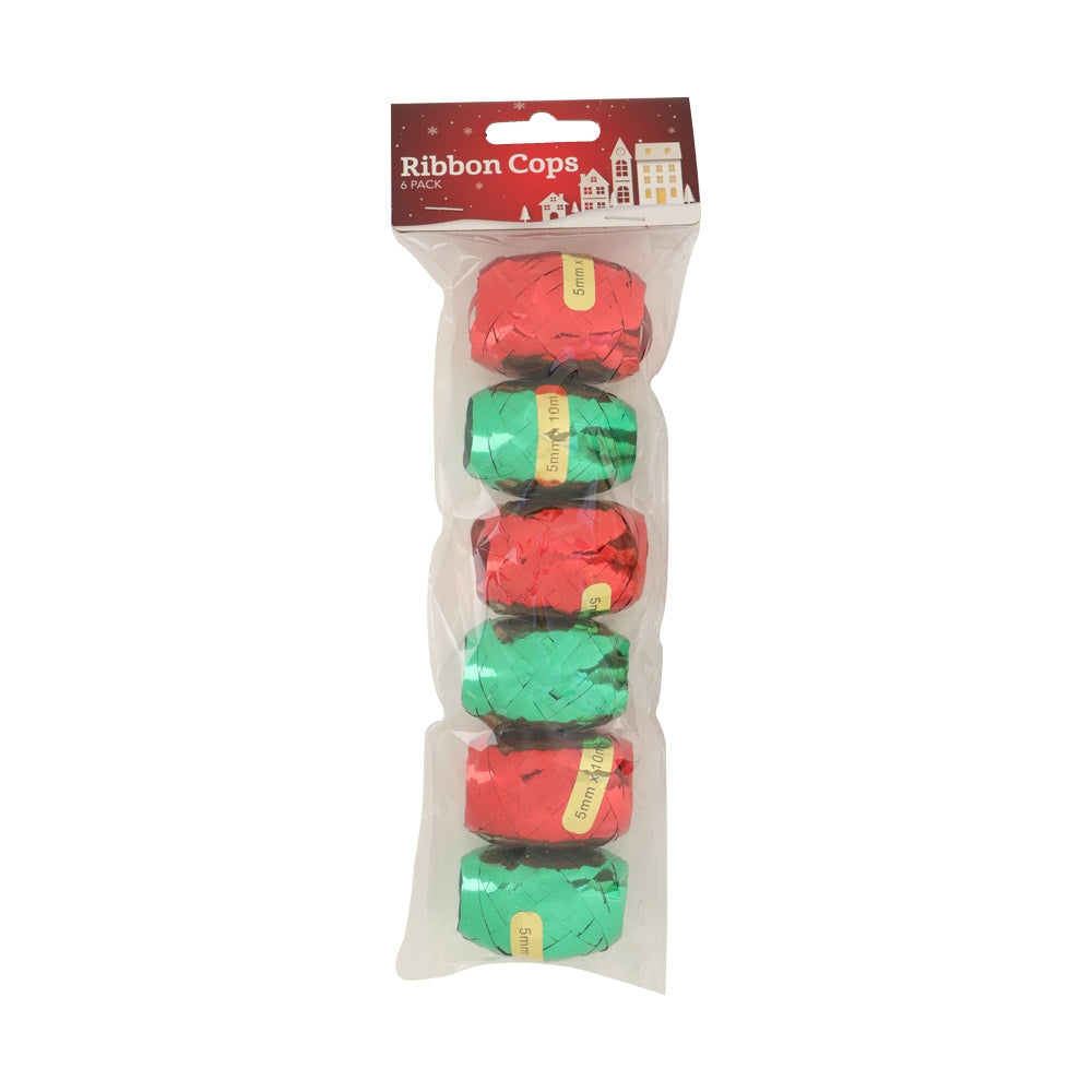 Festive Ribbon Cop 6 Pack 339068-FESTIVE