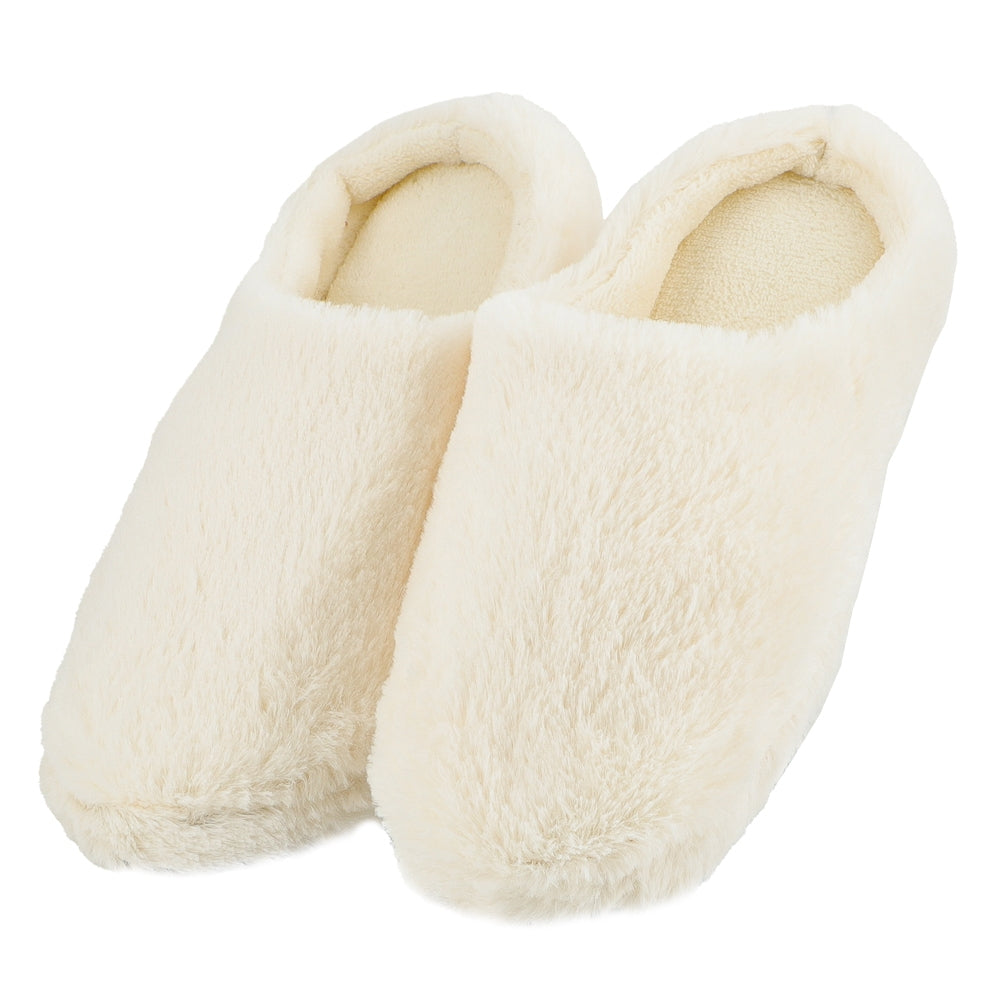 Ladies White Luxury Memory Foam Slippers 339137-WHITE